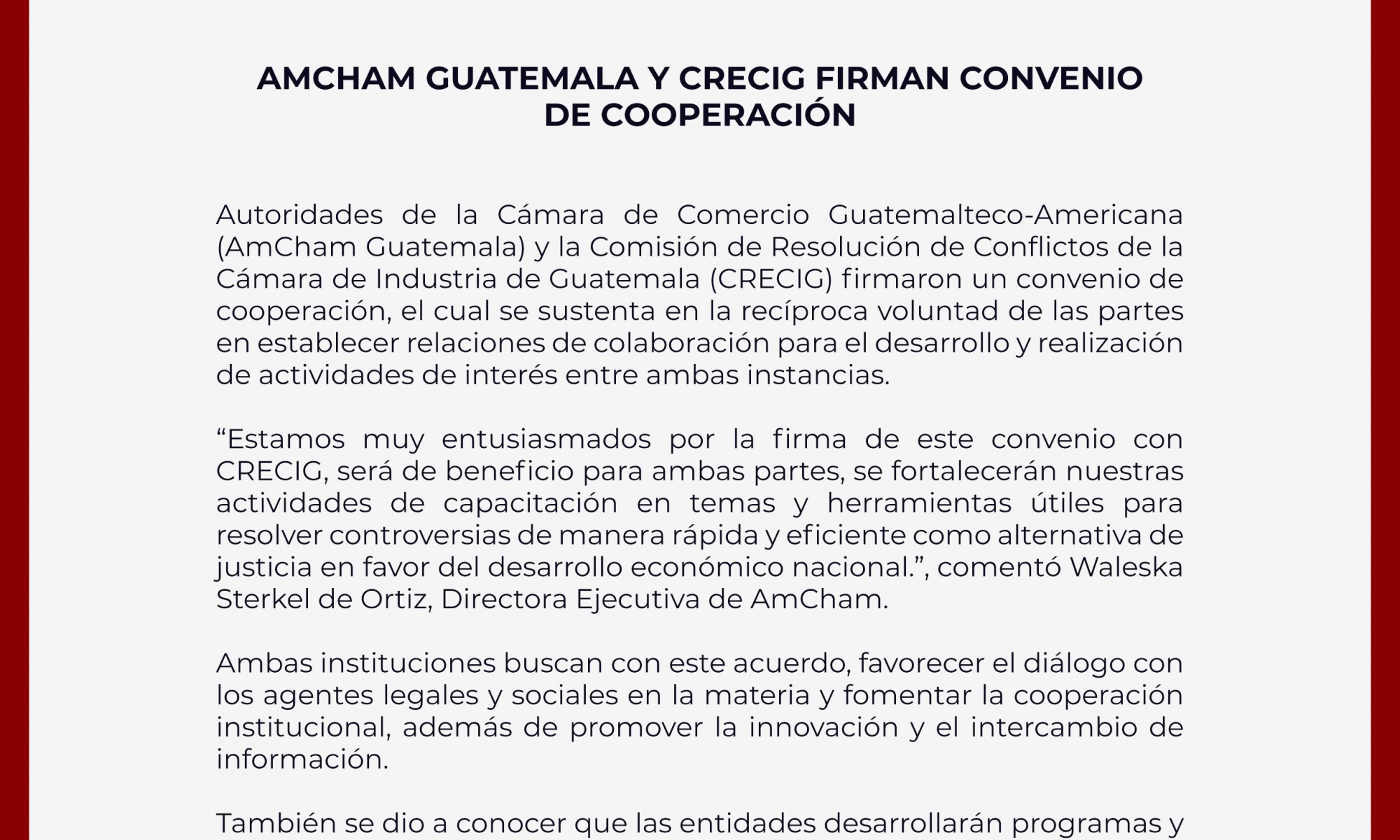 AmCham CRECIG firman convenio cooperación
