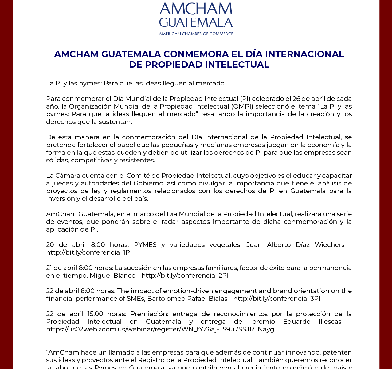 Comunicado AmCham Congreso apruebe Ley 51-74