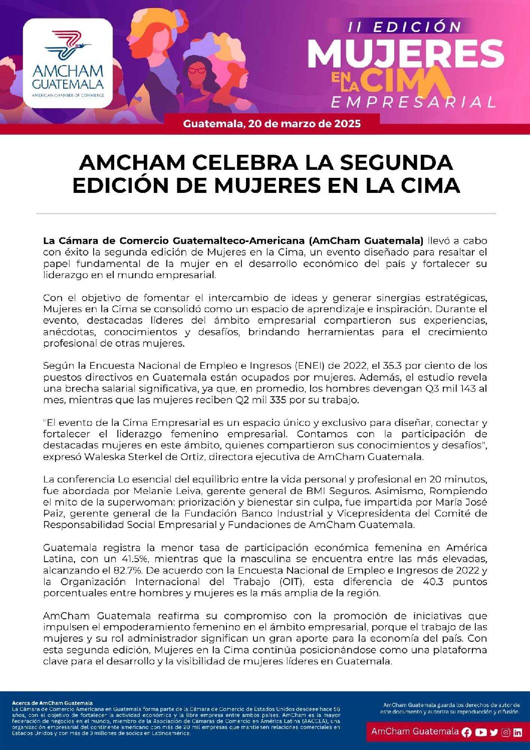 AMCHAM CELEBRA LA SEGUNDA EDICIÓN DE MUJERES EN LA CIMA