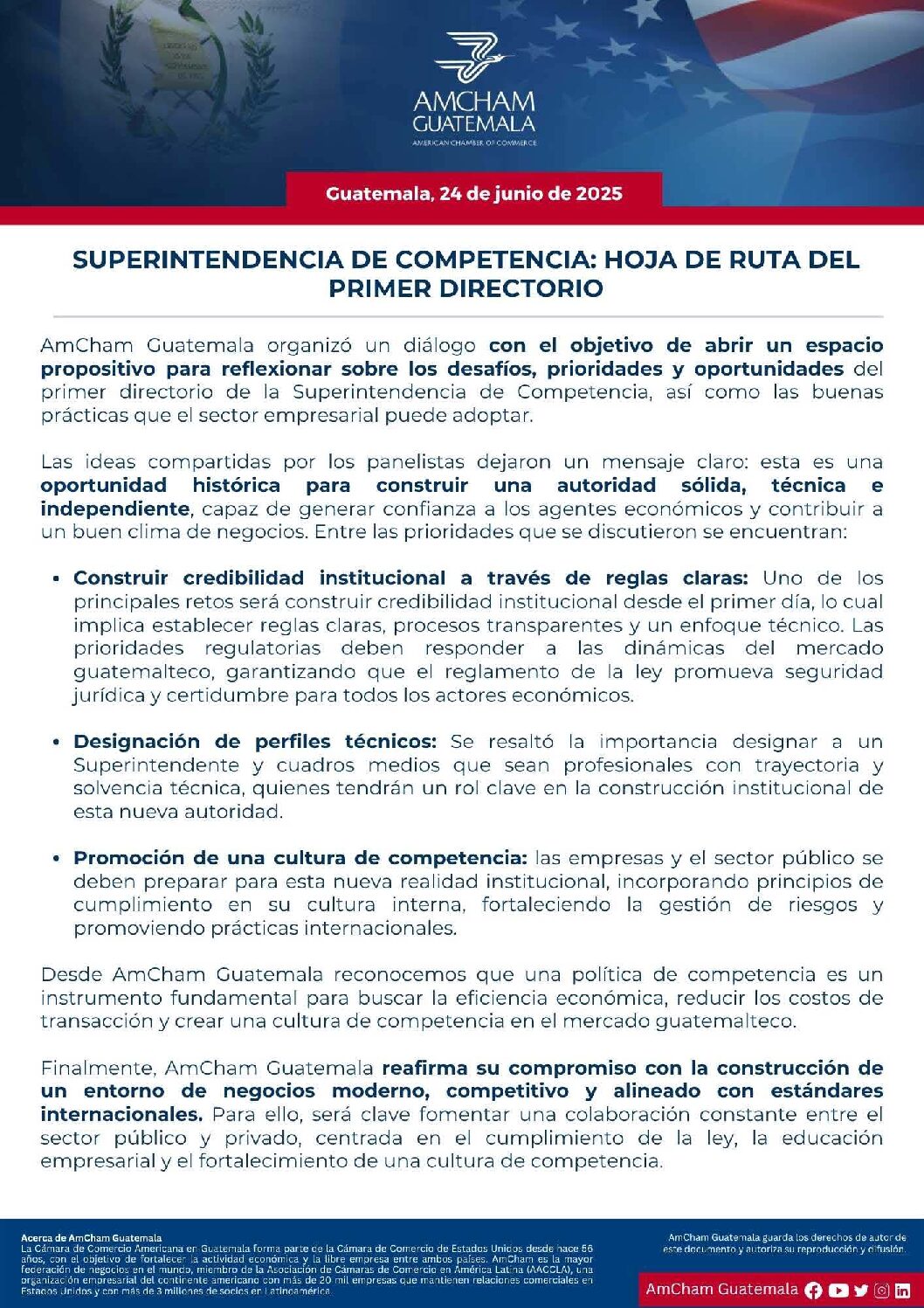 SUPERINTENDENCIA DE COMPETENCIA: HOJA DE RUTA DEL PRIMER DIRECTORIO