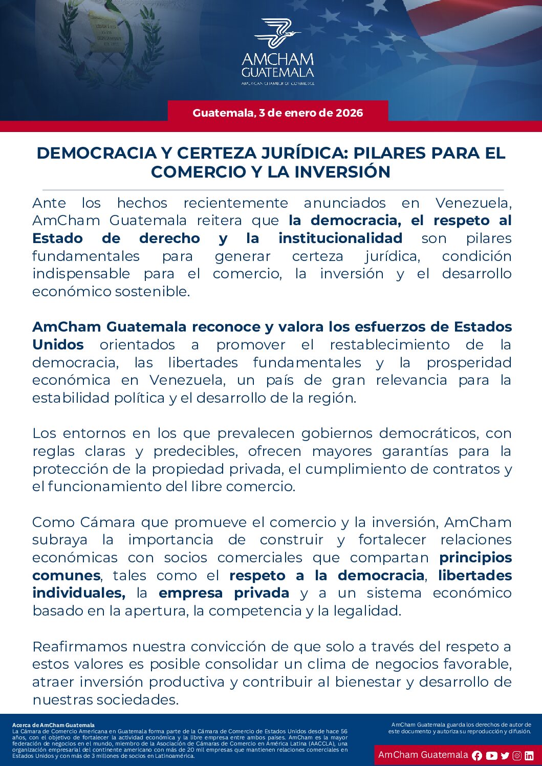 DEMOCRACIA Y CERTEZA JURÍDICA: PILARES PARA EL COMERCIO Y LA INVERSIÓN