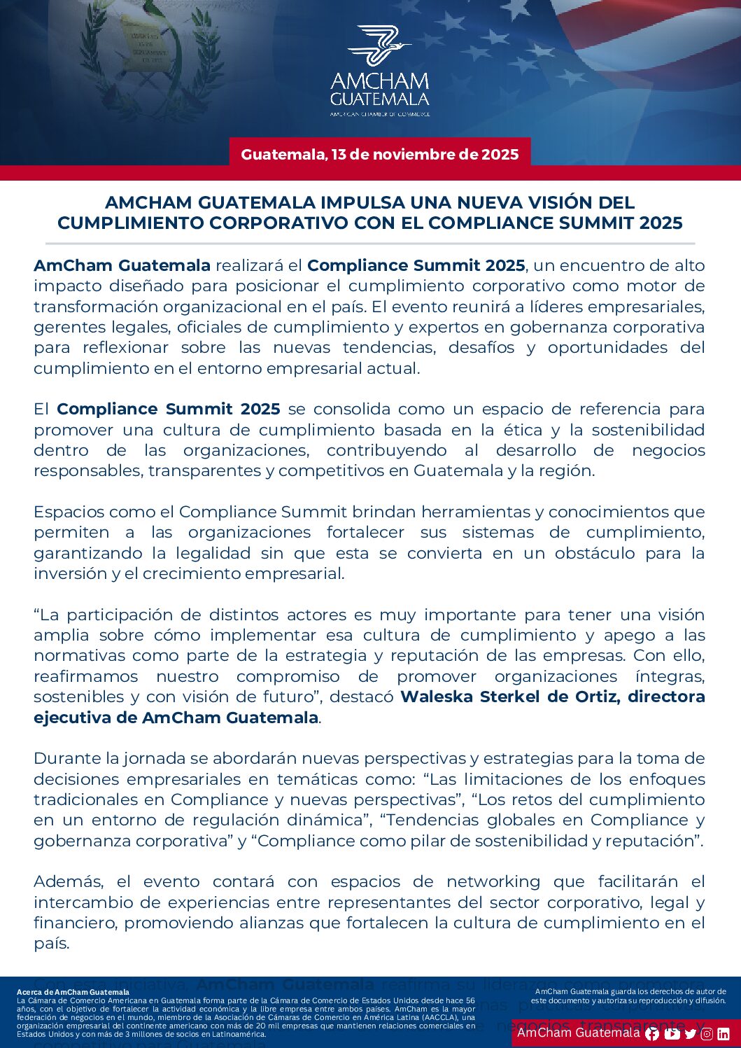 AMCHAM GUATEMALA IMPULSA UNA NUEVA VISIÓN DEL CUMPLIMIENTO CORPORATIVO CON EL COMPLIANCE SUMMIT 2025