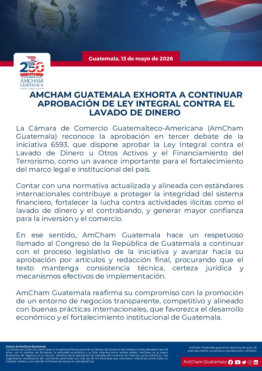 AMCHAM GUATEMALA EXHORTA...
